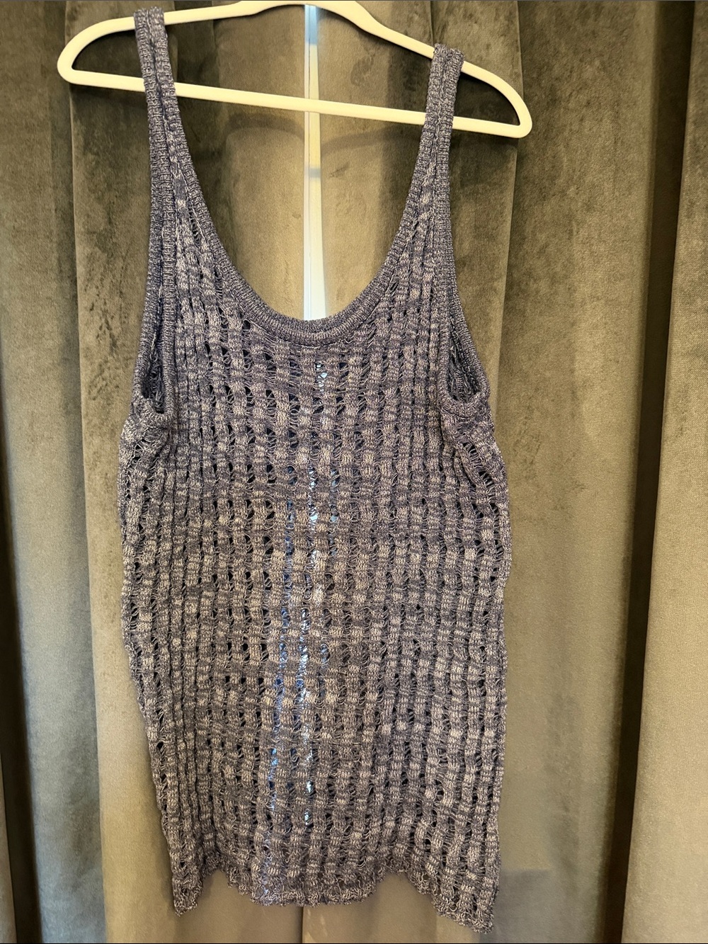 Hand-Knit Blue Crochet Swim Coverup Tank